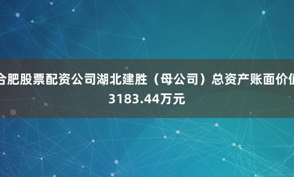 合肥股票配资公司湖北建胜（母公司）总资产账面价值3183.44万元